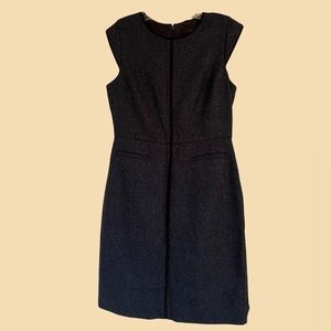 J.Crew Navy Cap Sleeve Wool Tweed Shift Dress